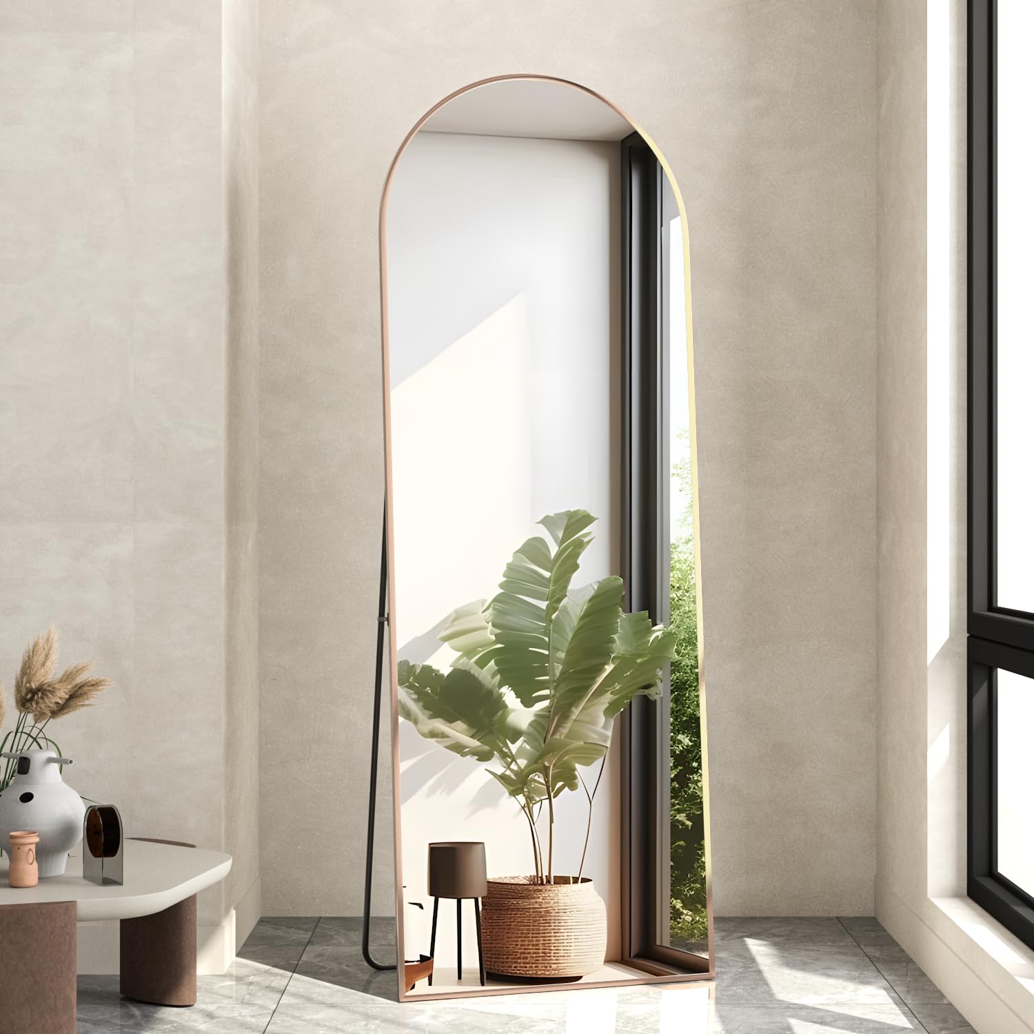 NEUWEABY arch full-length gold mirror on stand for easy dress checks.