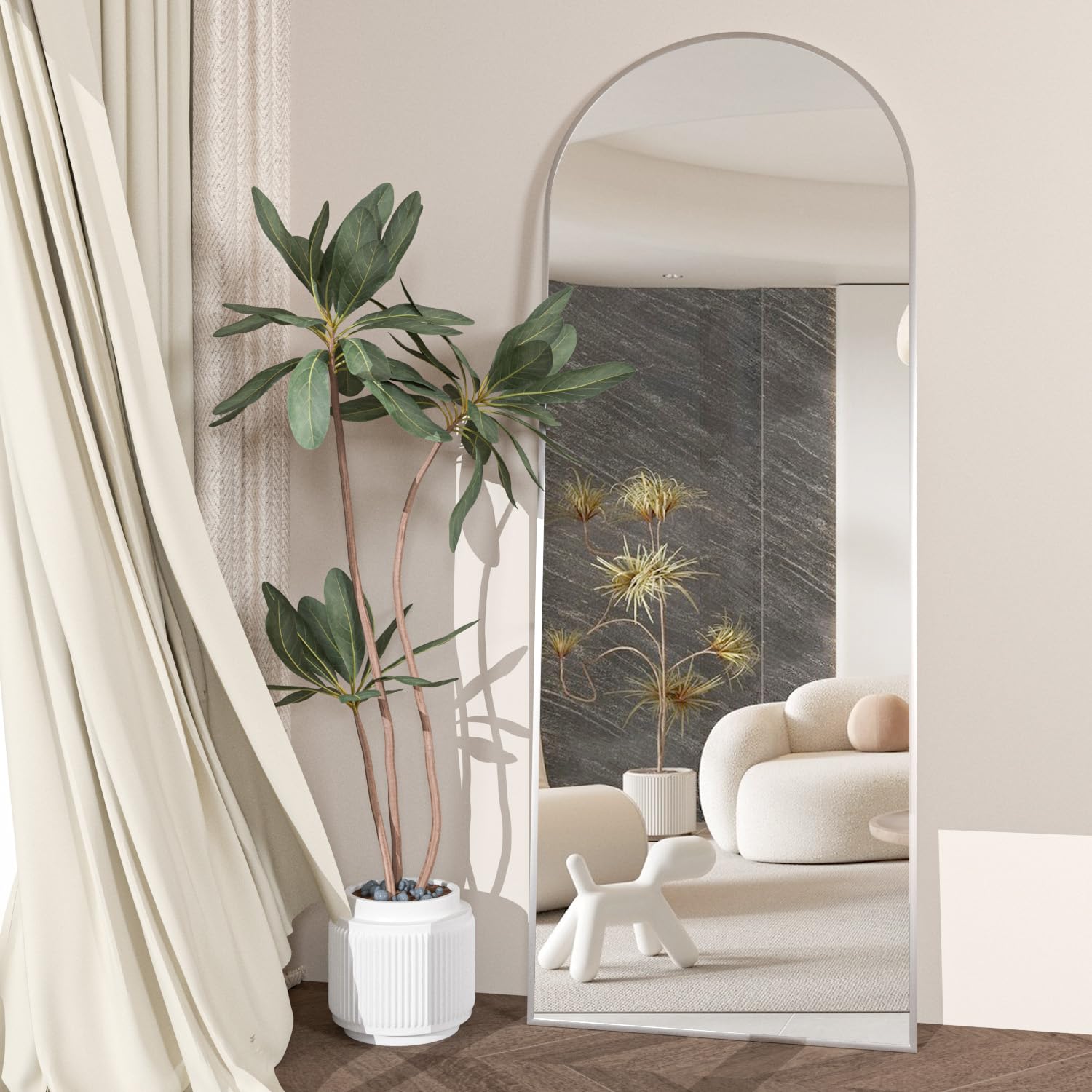 NEUWEABY 56x16 mirror reflects light to brighten bedrooms.