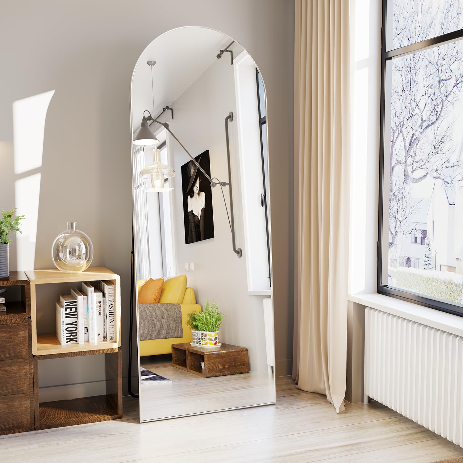 NEUWEABY wall-mount ready arch mirror enhances entryways.