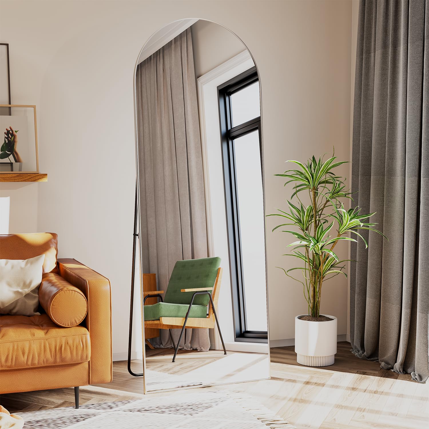 NEUWEABY full-length mirror with stand offers flexible placement.