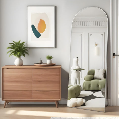 NEUWEABY silver floor mirror that can lean or stand.