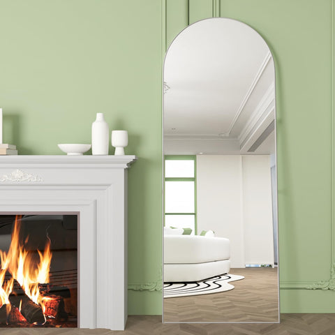 NEUWEABY wall-mountable arch mirror saves floor space with versatile mounting.