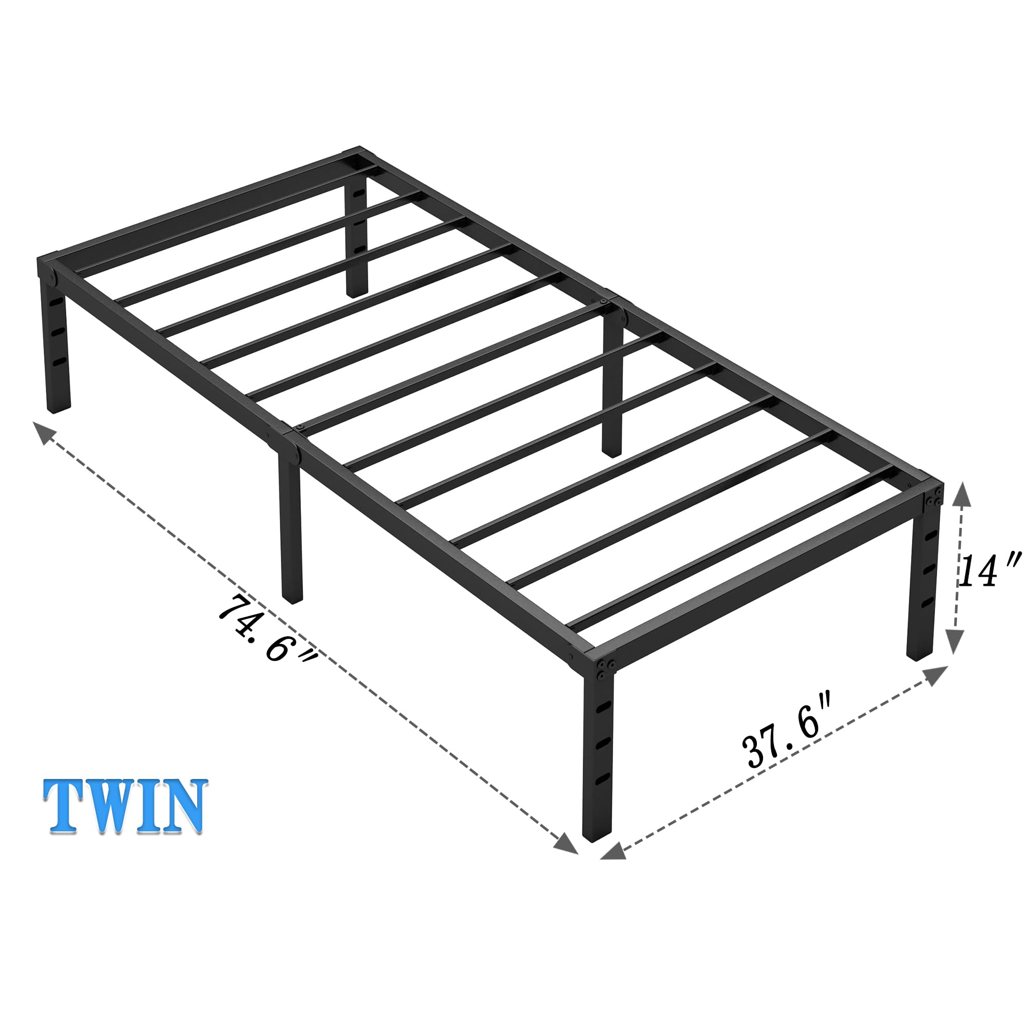 NEW JETO bed frame twin with polished edges easy to wipe clean and maintain.