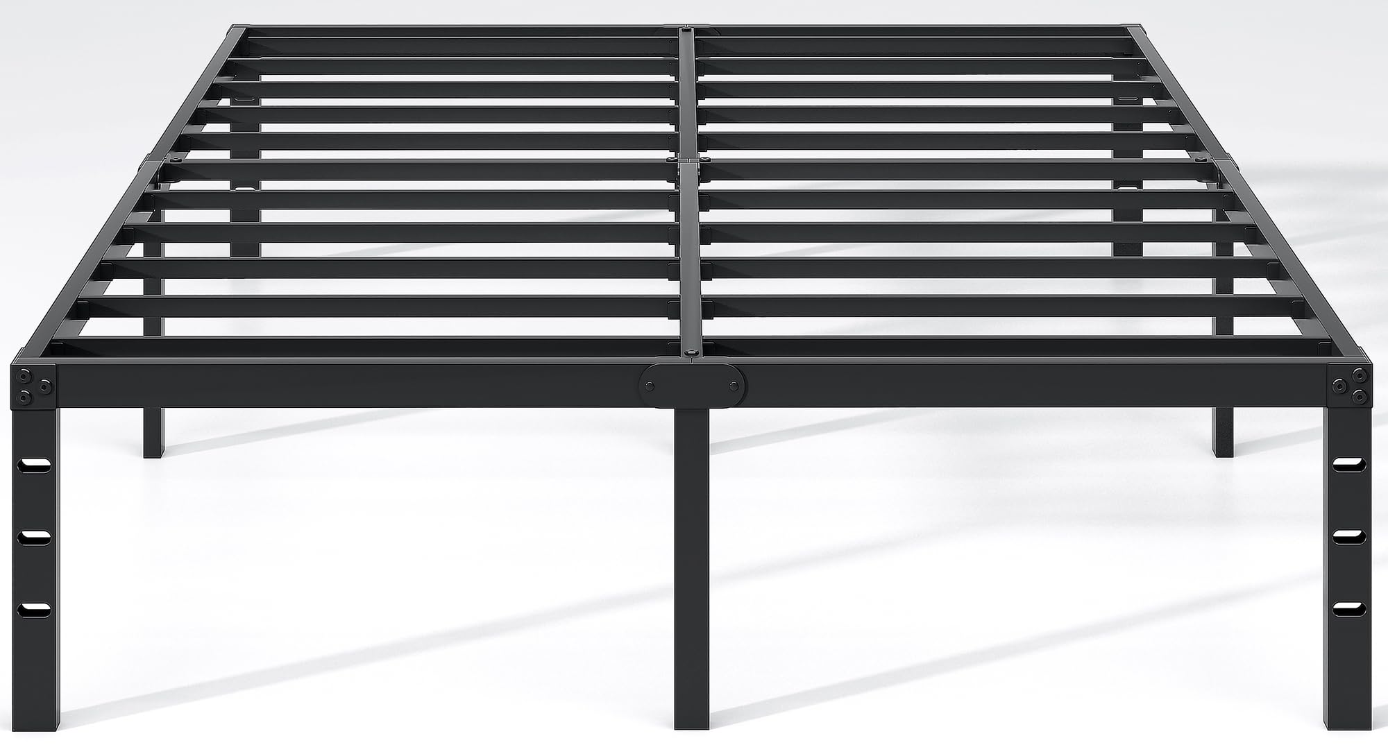 NEW JETO metal bed frame full front view with under-bed storage