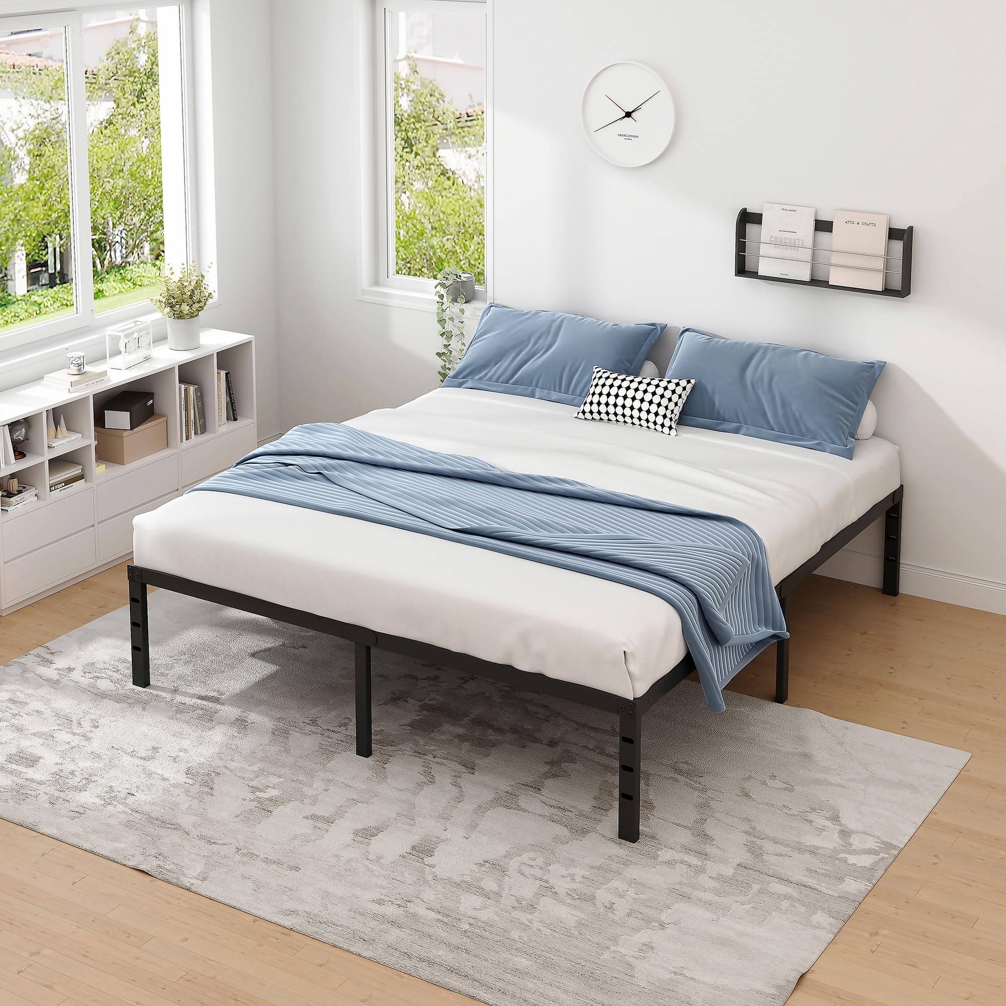 NEW JETO metal bed frame in dorm room setup for compact living