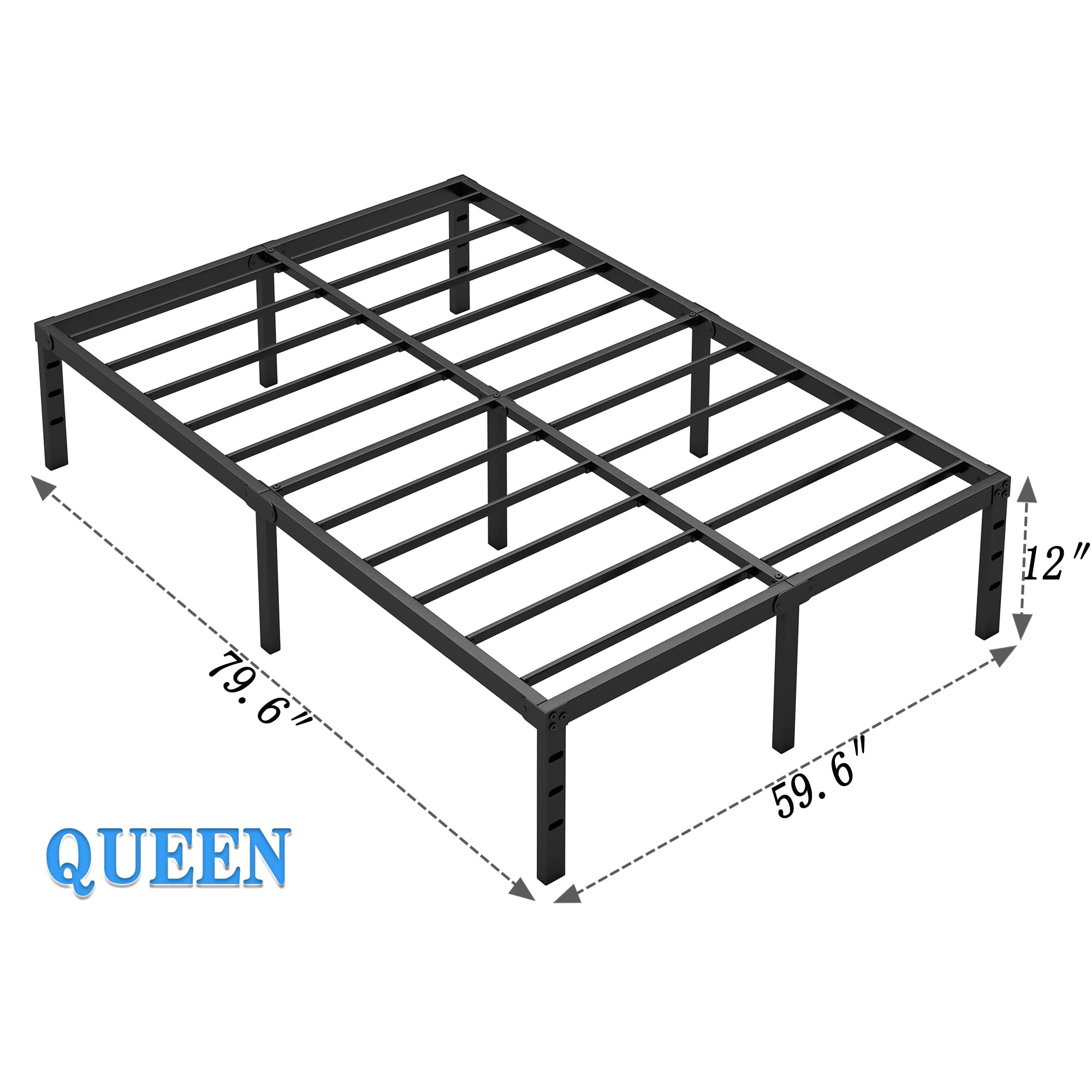NEW JETO queen metal bed frame sturdy construction for long-lasting support