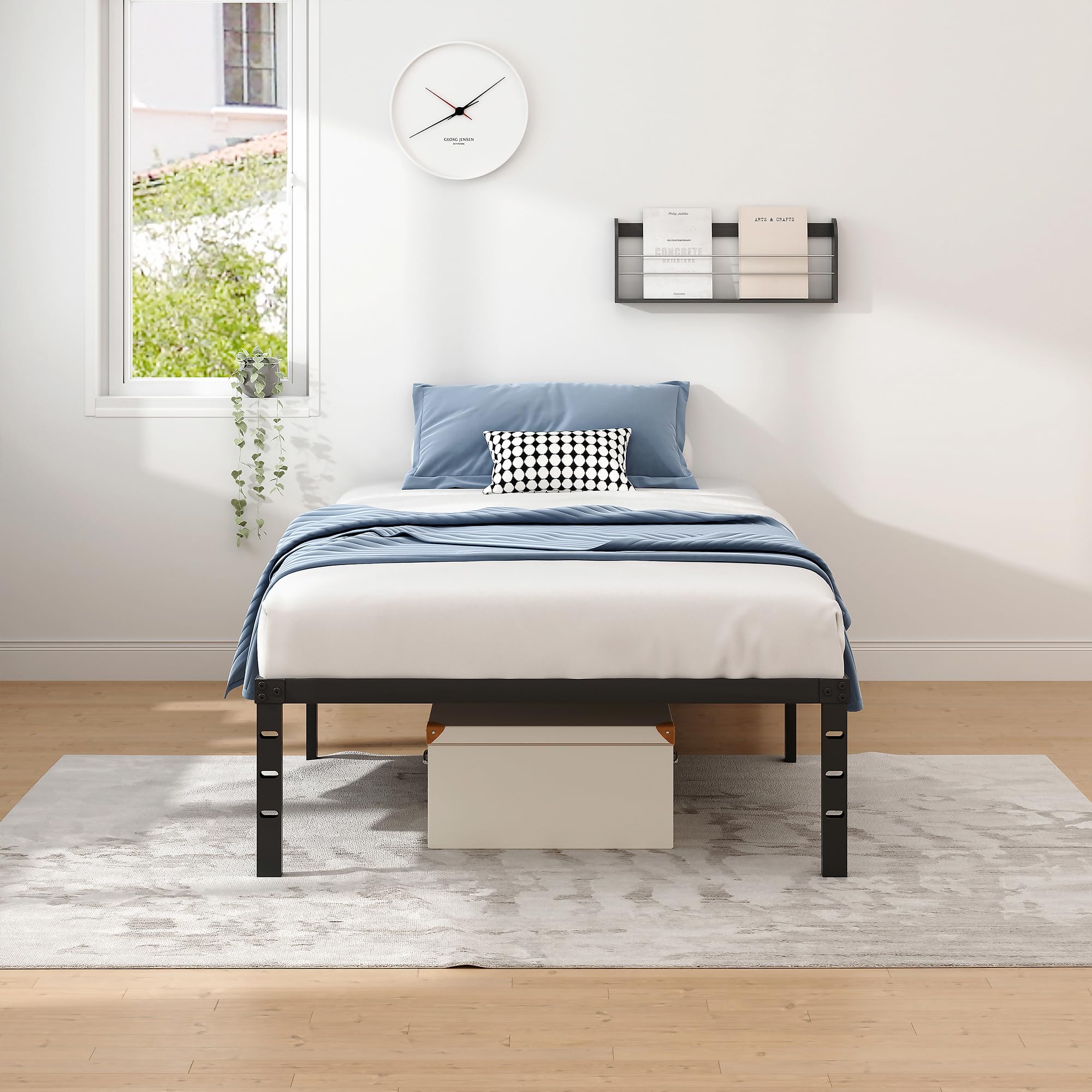 NEW JETO Bed Frame Twin with center support enhances stability and minimizes squeaks.