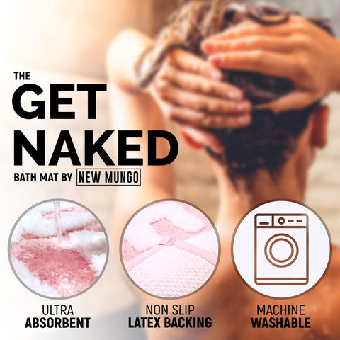 New Mungo Get Naked bath mat pink absorbent surface; soaks up moisture quickly.