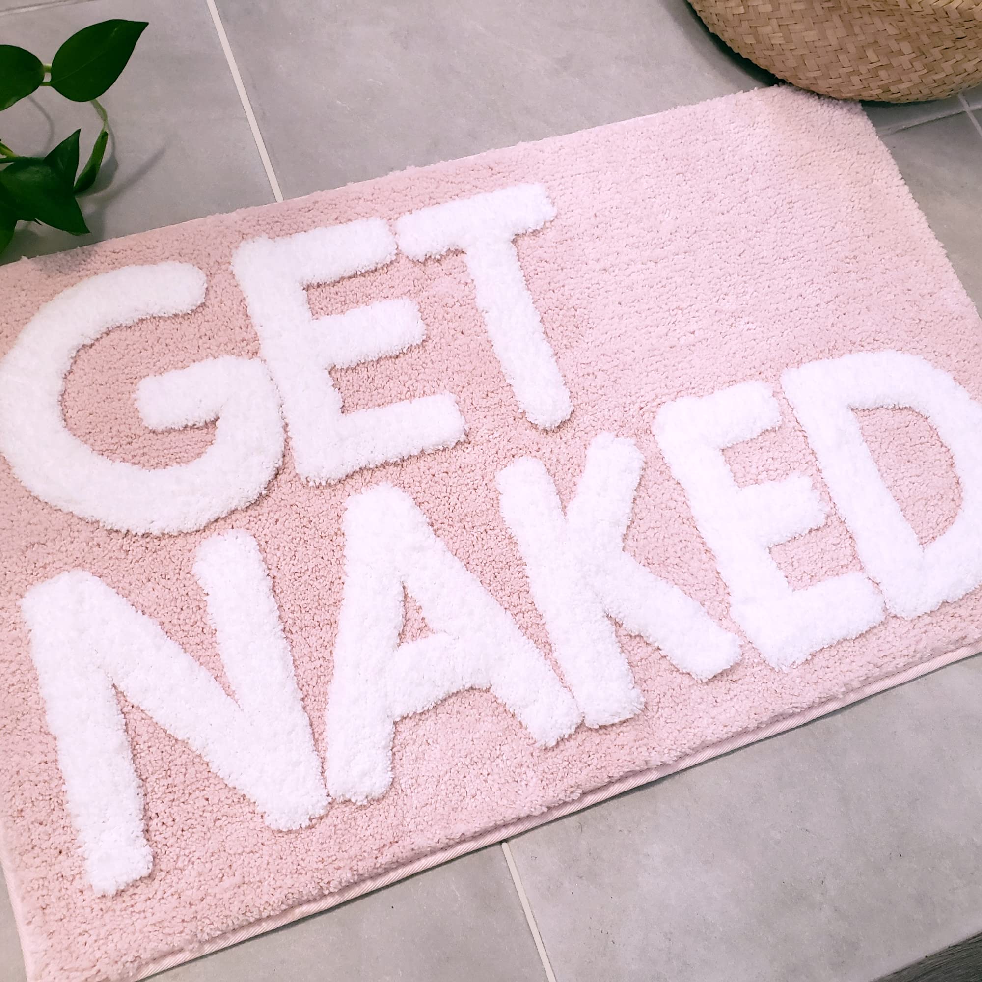 New Mungo Get Naked bath mat pink quick-drying surface; easy care after showers.