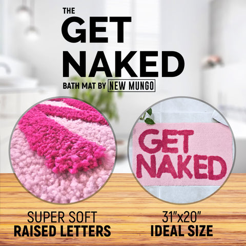 New Mungo Get Naked pink bath mat non-slip backing enhances safety.