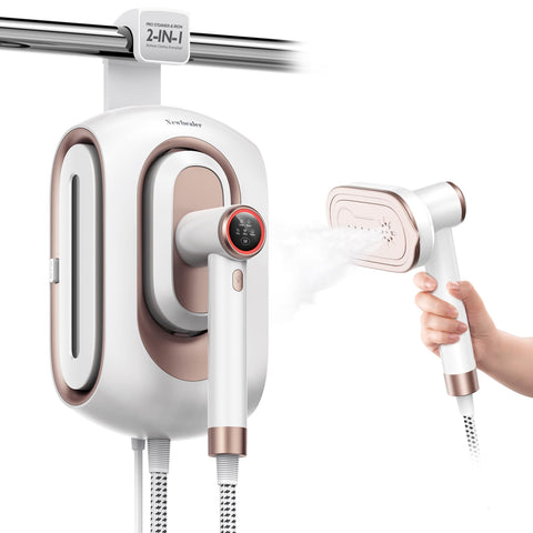 Newbealer 2In1 Pro Steam Station Iron delivers fast heat-up for quick wrinkle relief.