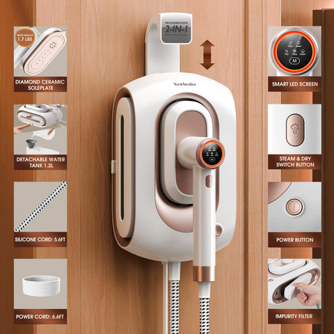 Newbealer 3-level steam provides versatile fabric care.