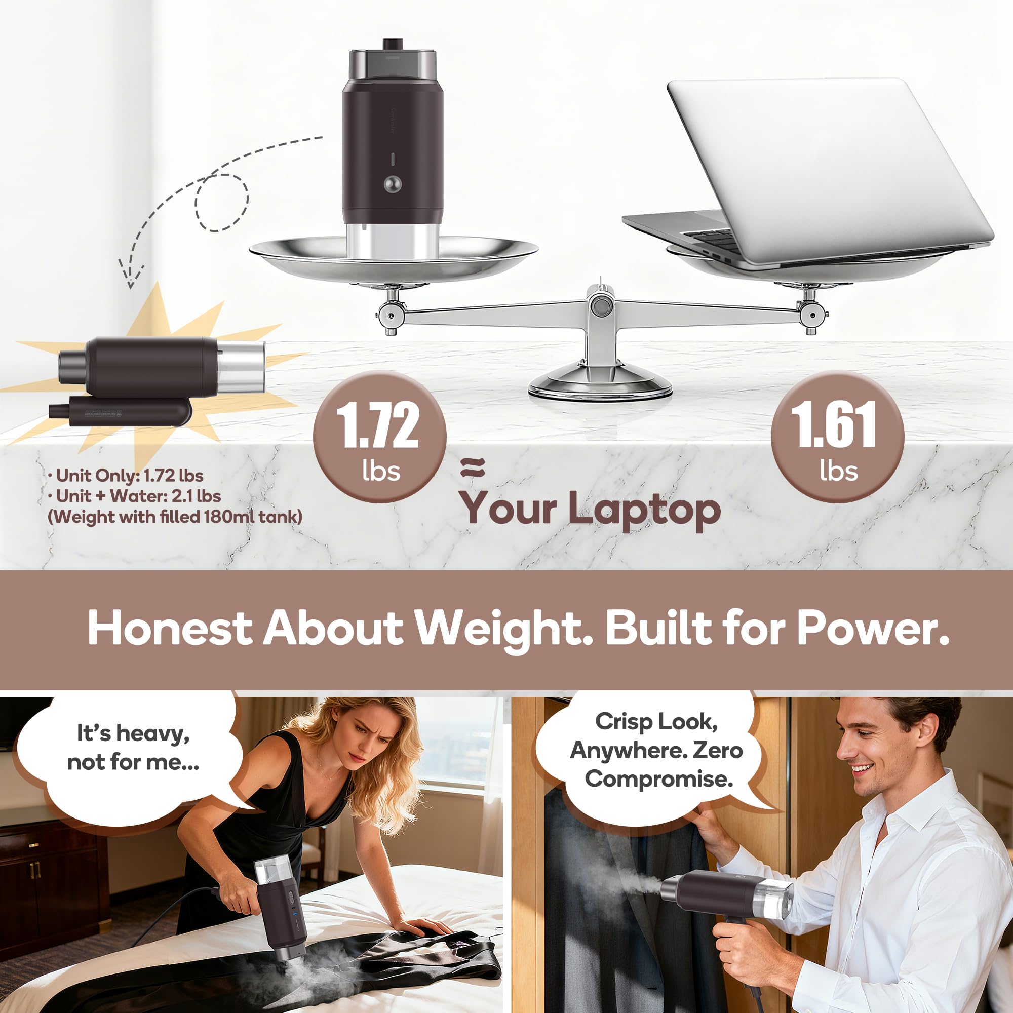 Newbealer travel steamer compact-foldable view showcases easy packing for business trips
