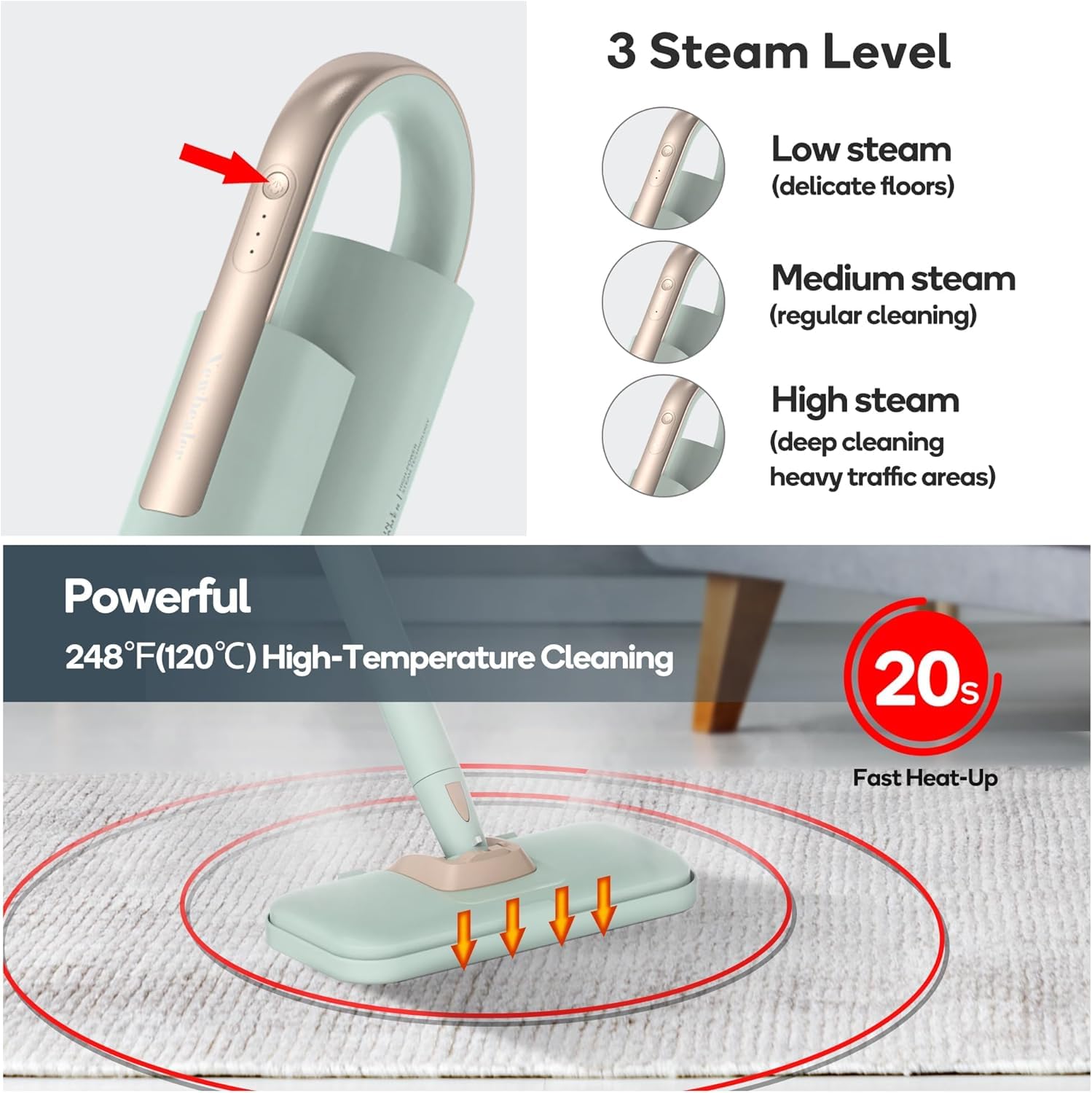 Newbealer detachable handheld cleaner targets edges and tight spots