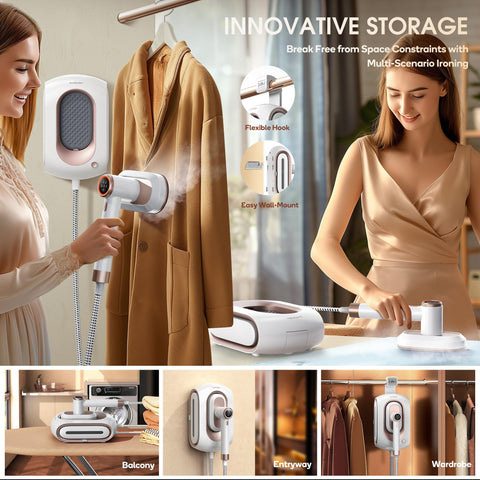 Newbealer 2In1 Pro Steam Station Iron with detachable tank for extended steaming.