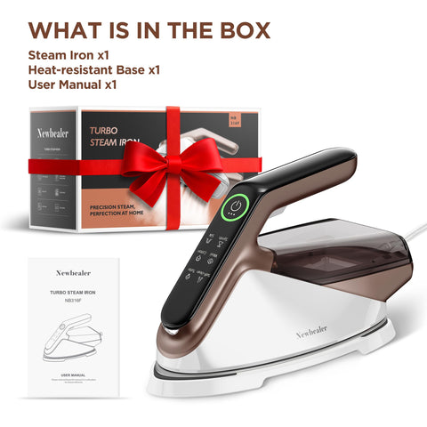 Newbealer steam generator iron compact base with cord management for neat storage