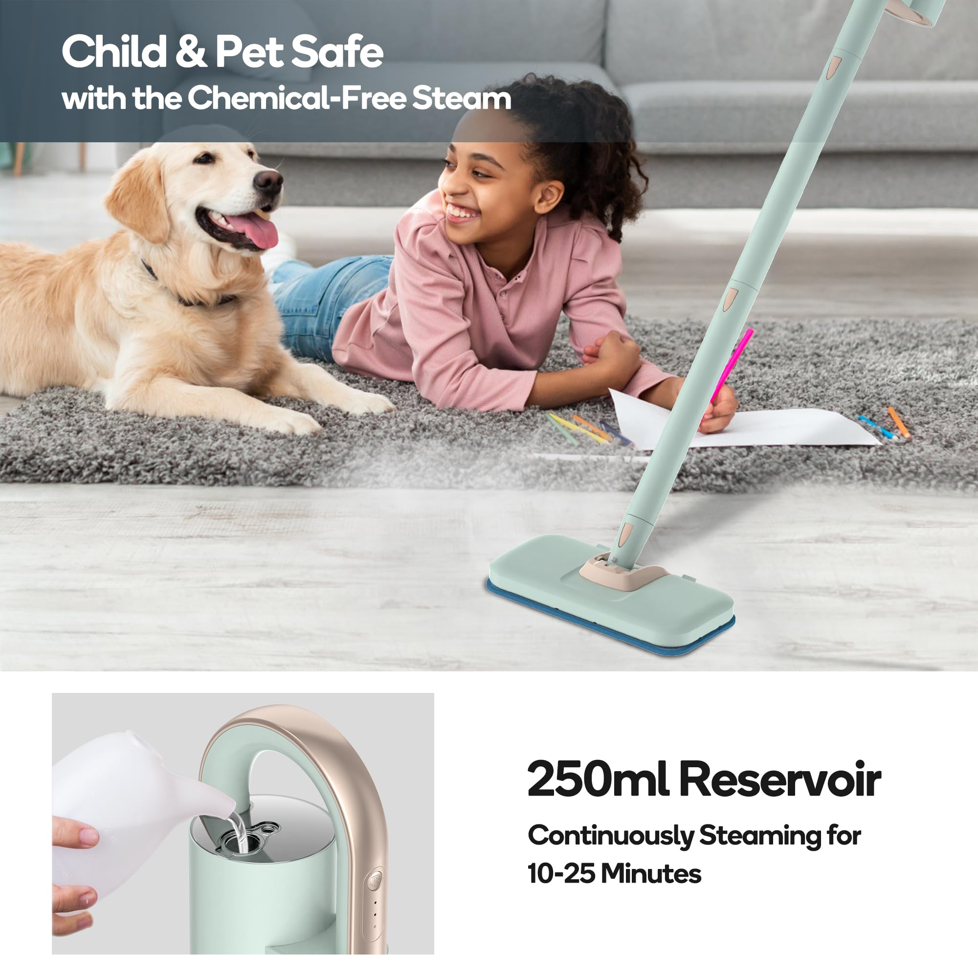 Newbealer three steam levels enable light refreshes or deep cleaning