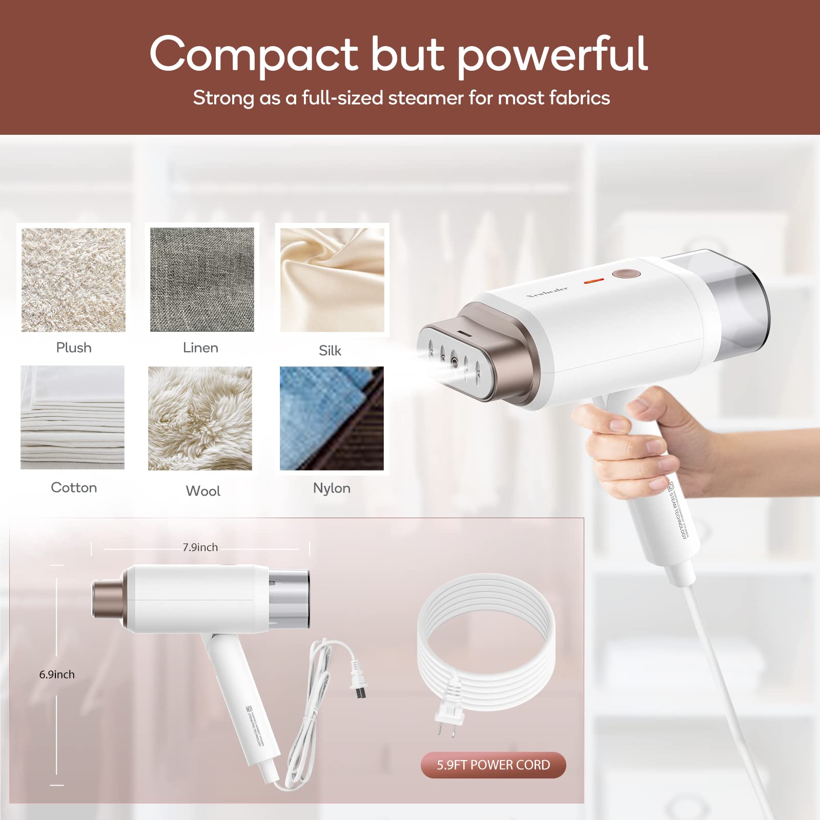 Newbealer Steamer includes a heat-resistant glove for safer steaming.