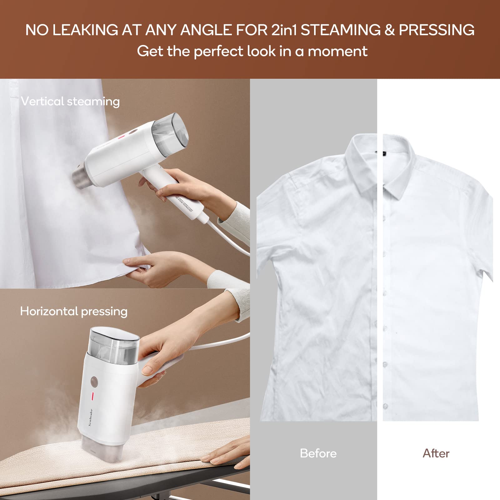 Newbealer Steamer can be used vertically or horizontally for convenience.