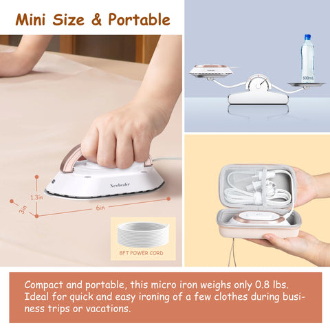 Newbealer travel iron 300W PTC for fast dry ironing.