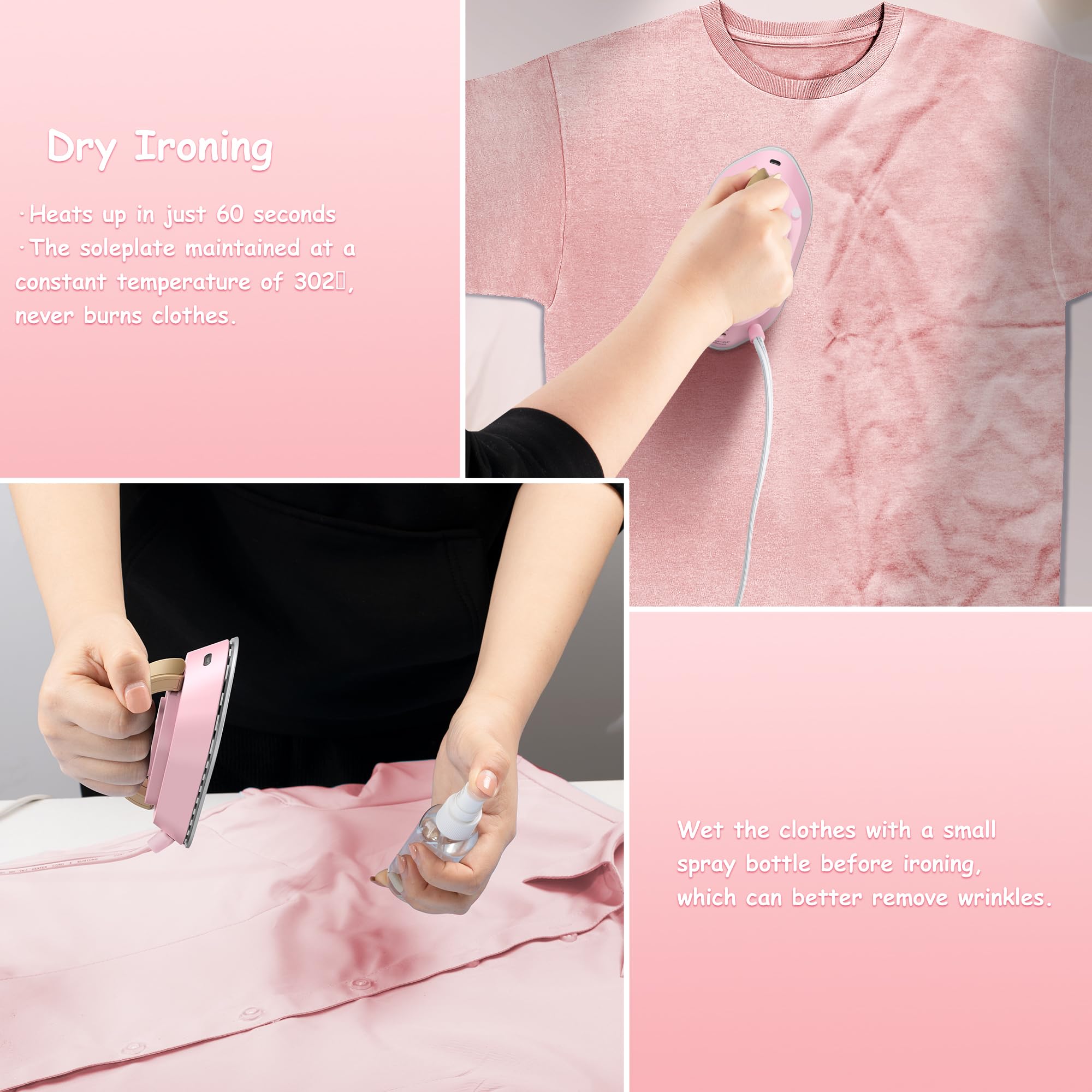Newbealer iron maintains 302°F for precise dry ironing