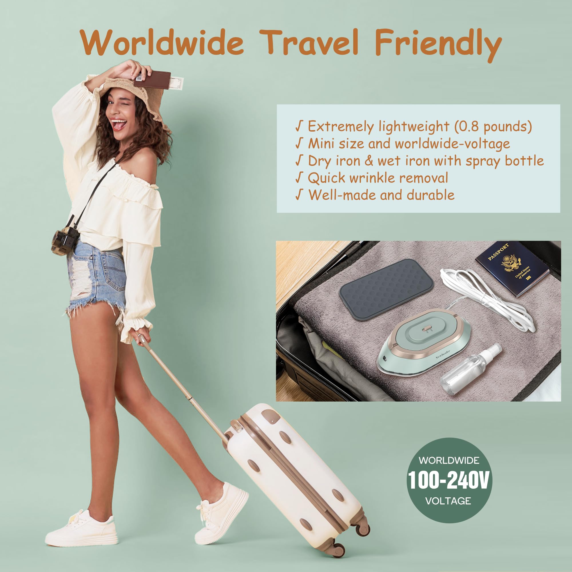 Newbealer travel iron 60s heat-up for fast wrinkle removal on the go