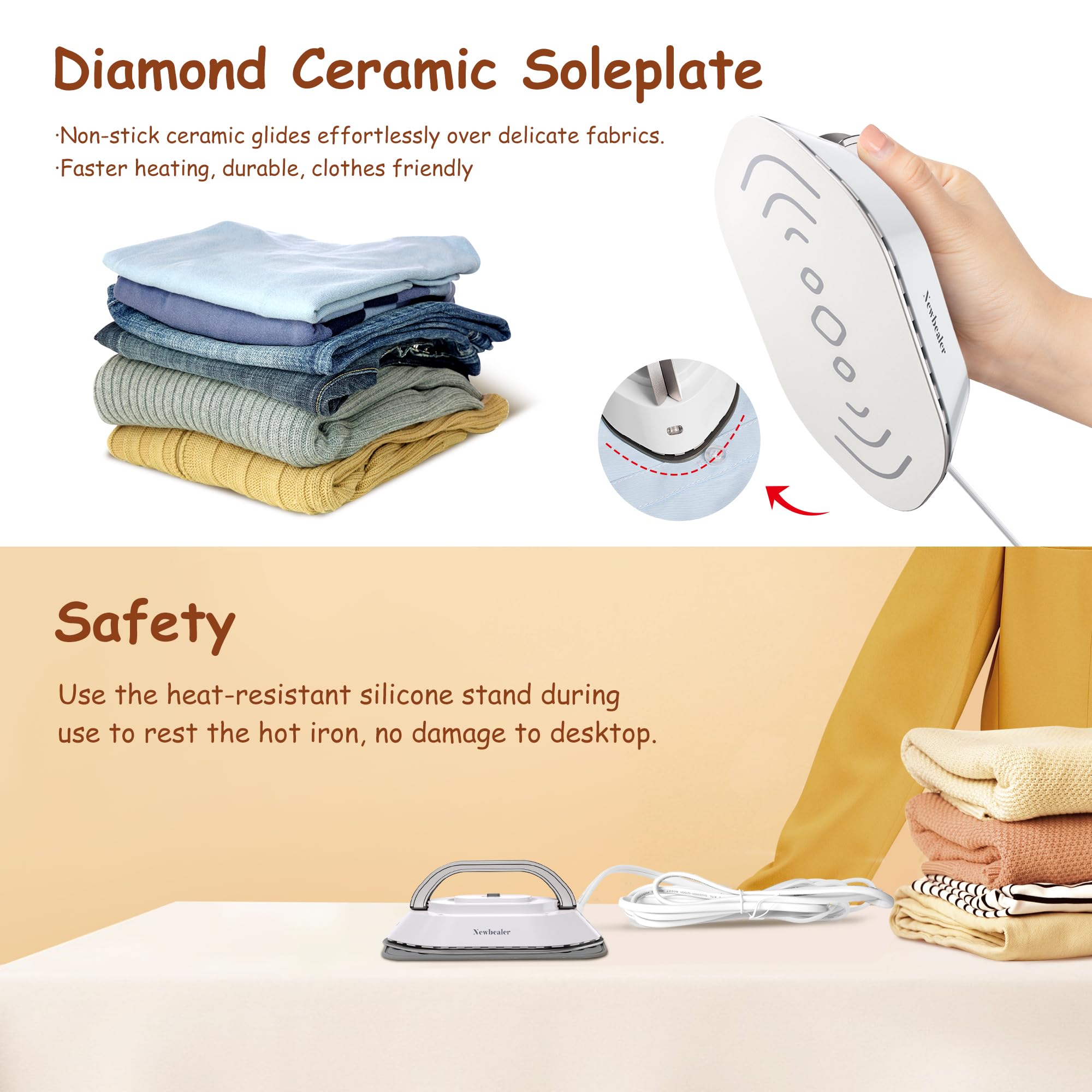Newbealer Travel Iron comes with zippered carry bag for organized travel.