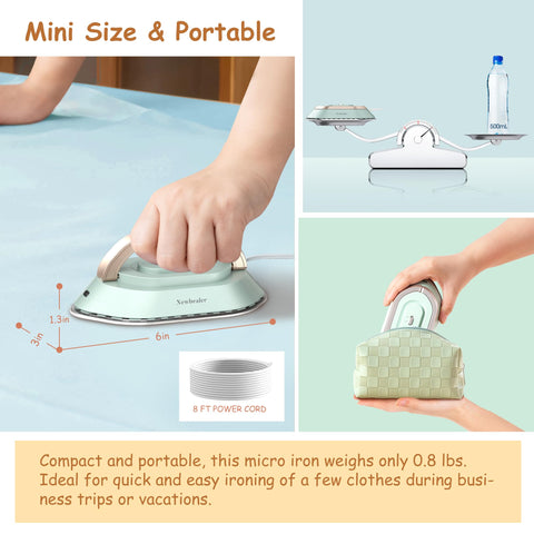 Newbealer travel iron collapsible handle for compact packing