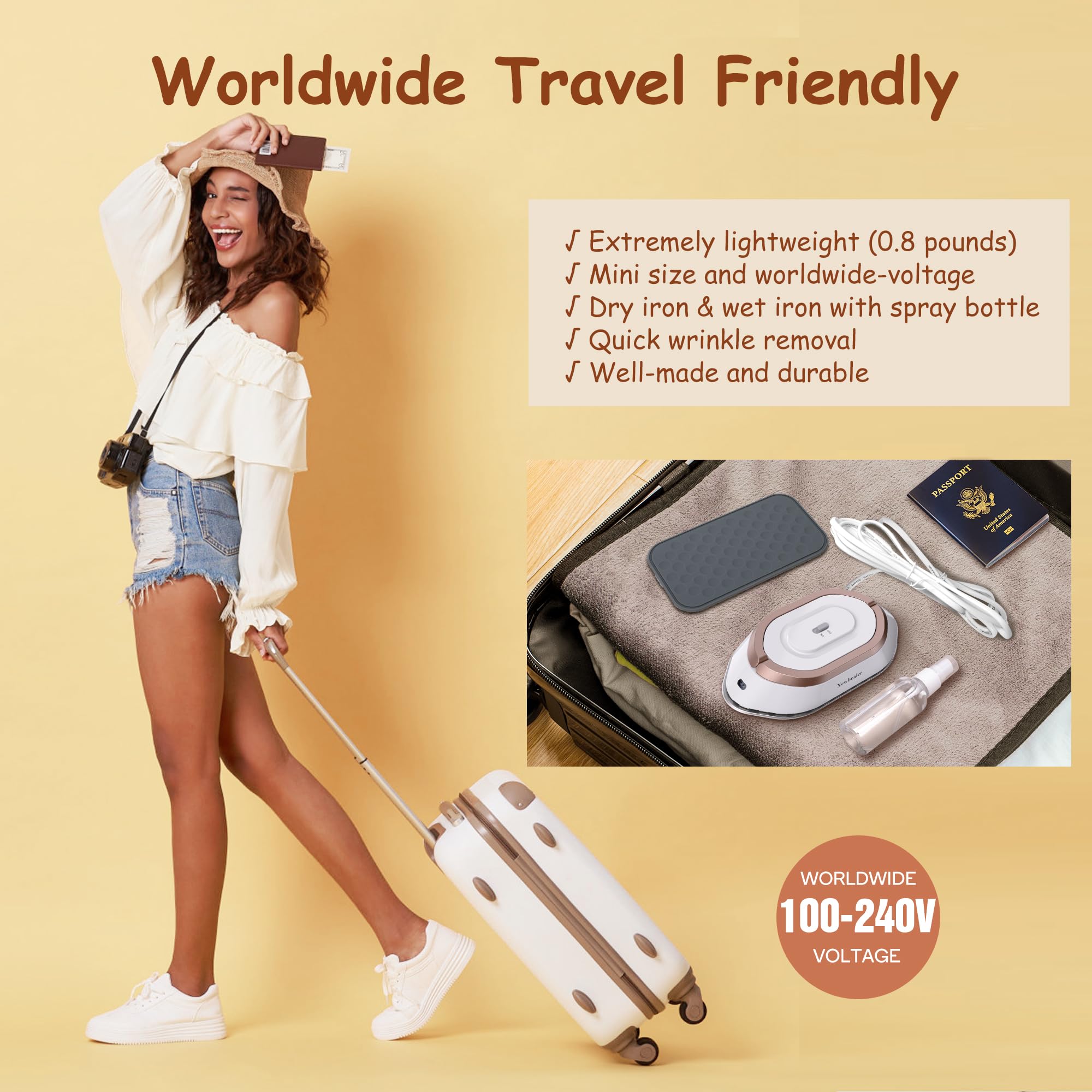 Newbealer compact design mini iron for travel and on-the-go styling