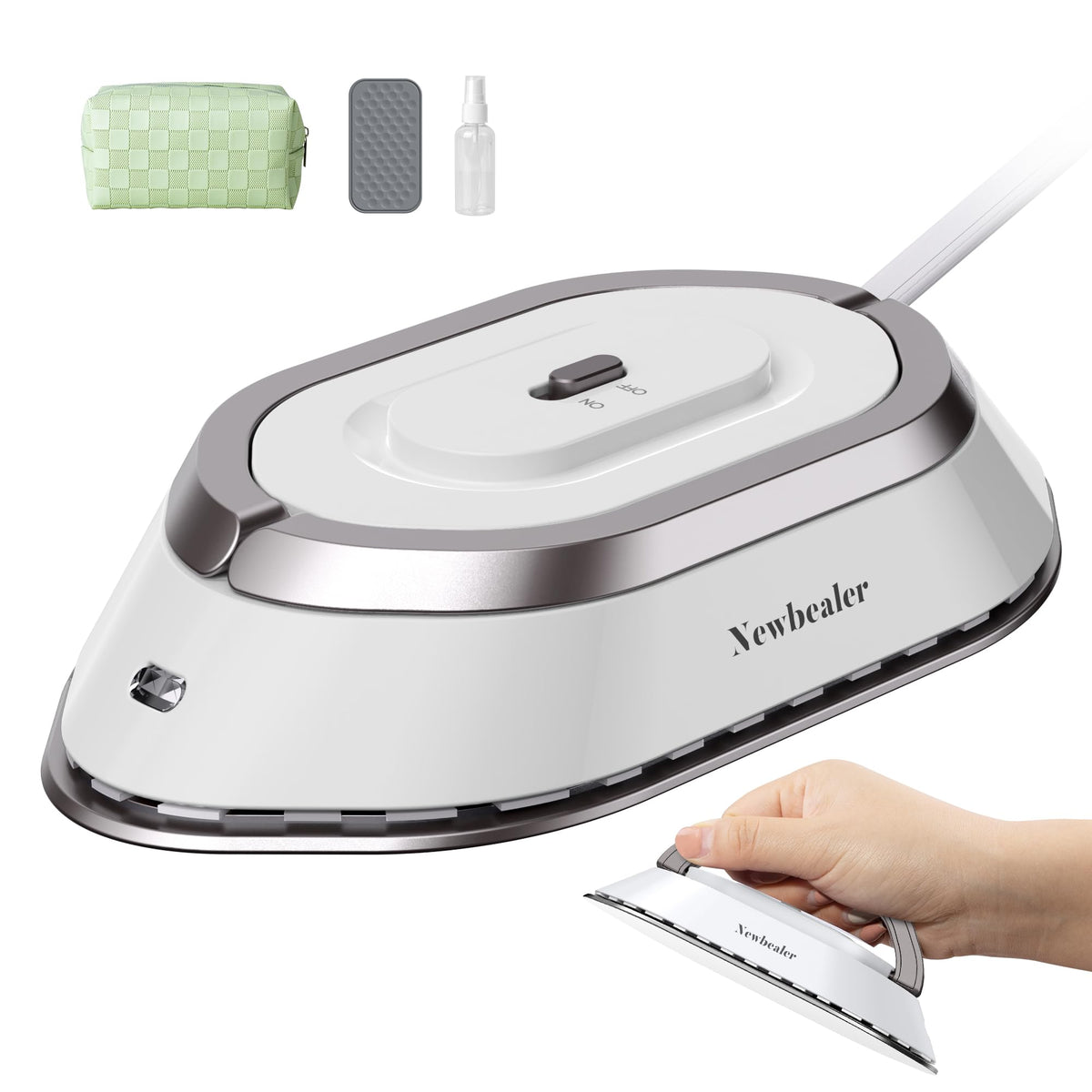Newbealer Travel Iron compact design for quick on-the-go wrinkle removal.