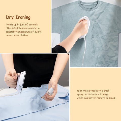 Newbealer travel iron with diamond ceramic soleplate for delicate fabrics.