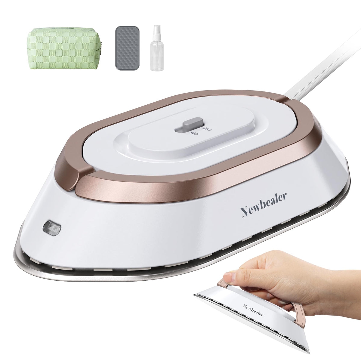 Newbealer travel iron with global voltage for worldwide use and quick touch-ups