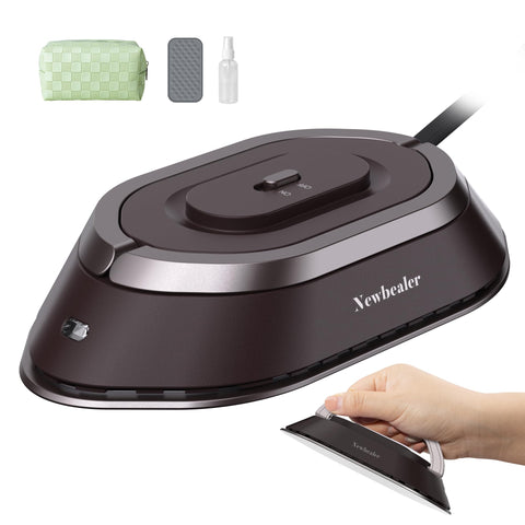 Newbealer travel iron showing world-ready voltage for international travel
