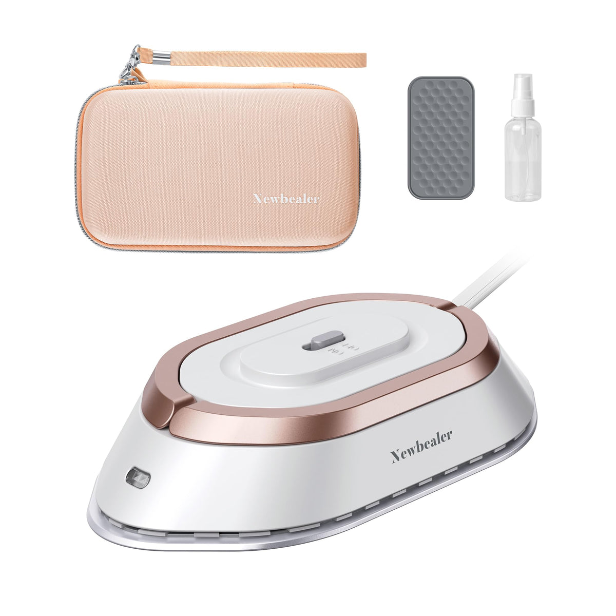 Newbealer travel iron in hard case protects during travel.