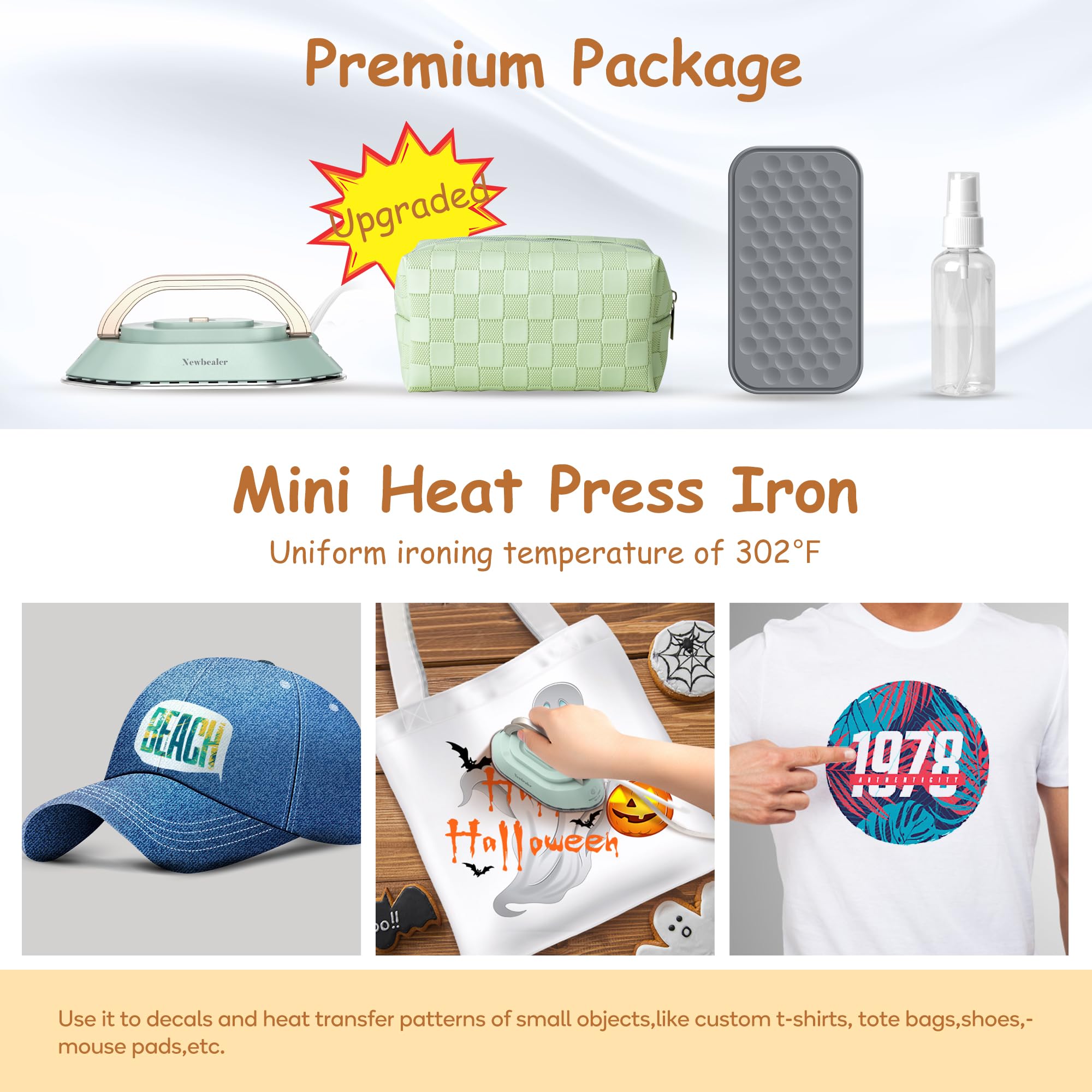 Newbealer travel iron spray bottle included to help smooth wrinkles