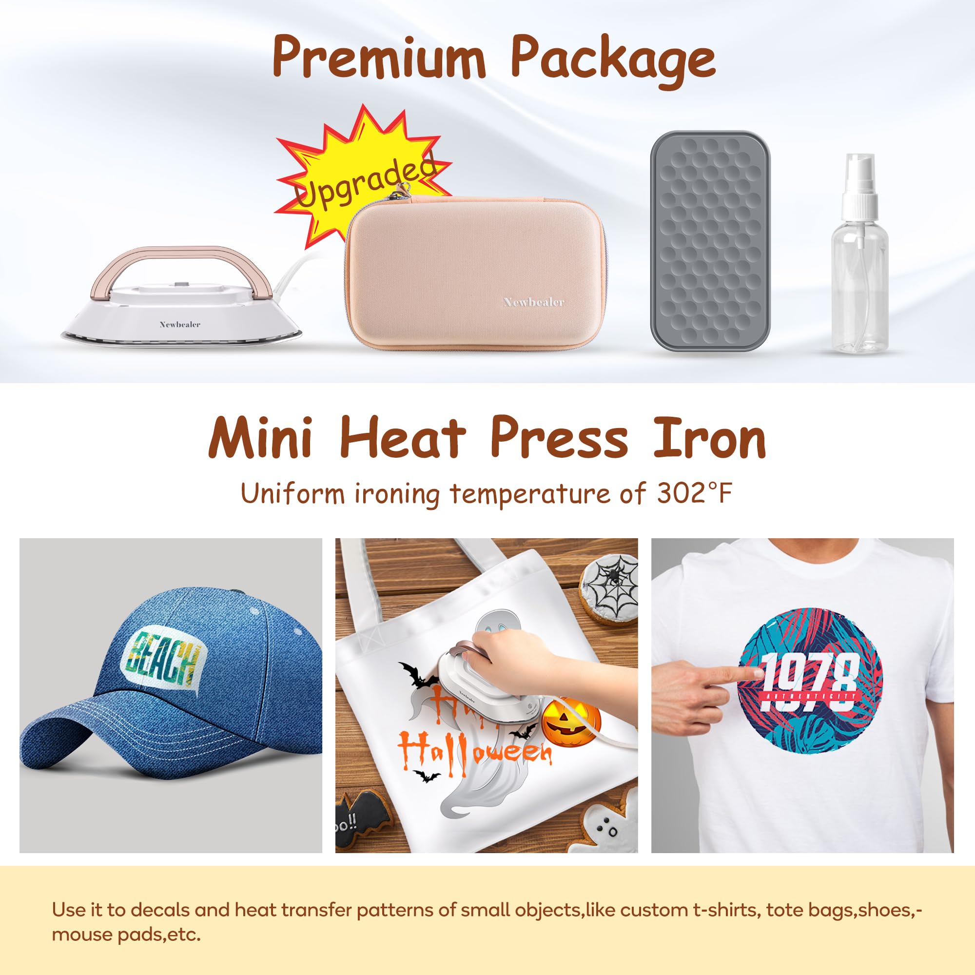 Newbealer travel iron weighs 0.8 pounds for featherlight packing.