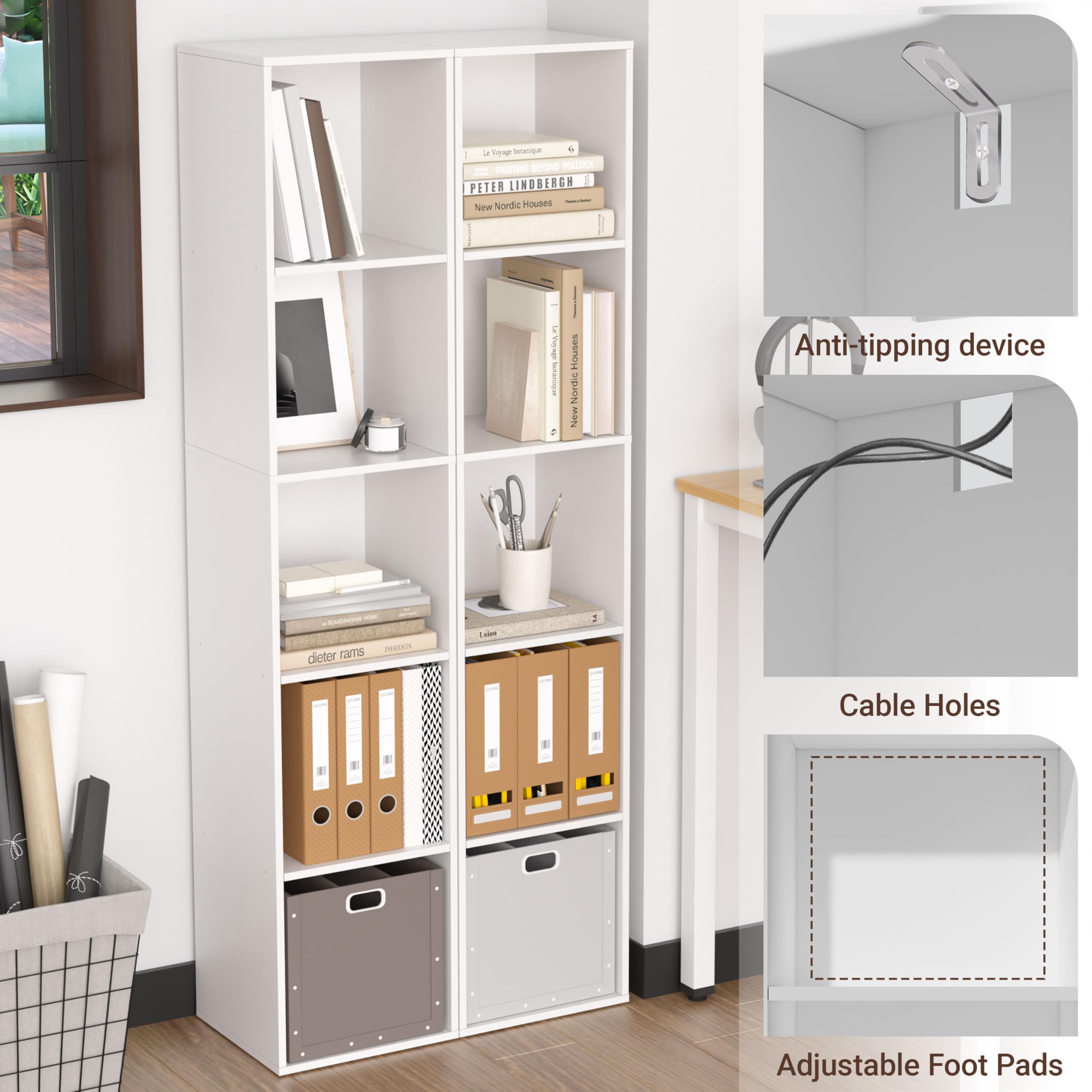 NewBeth Cube Bookshelf bedroom setup showcases books and decor.