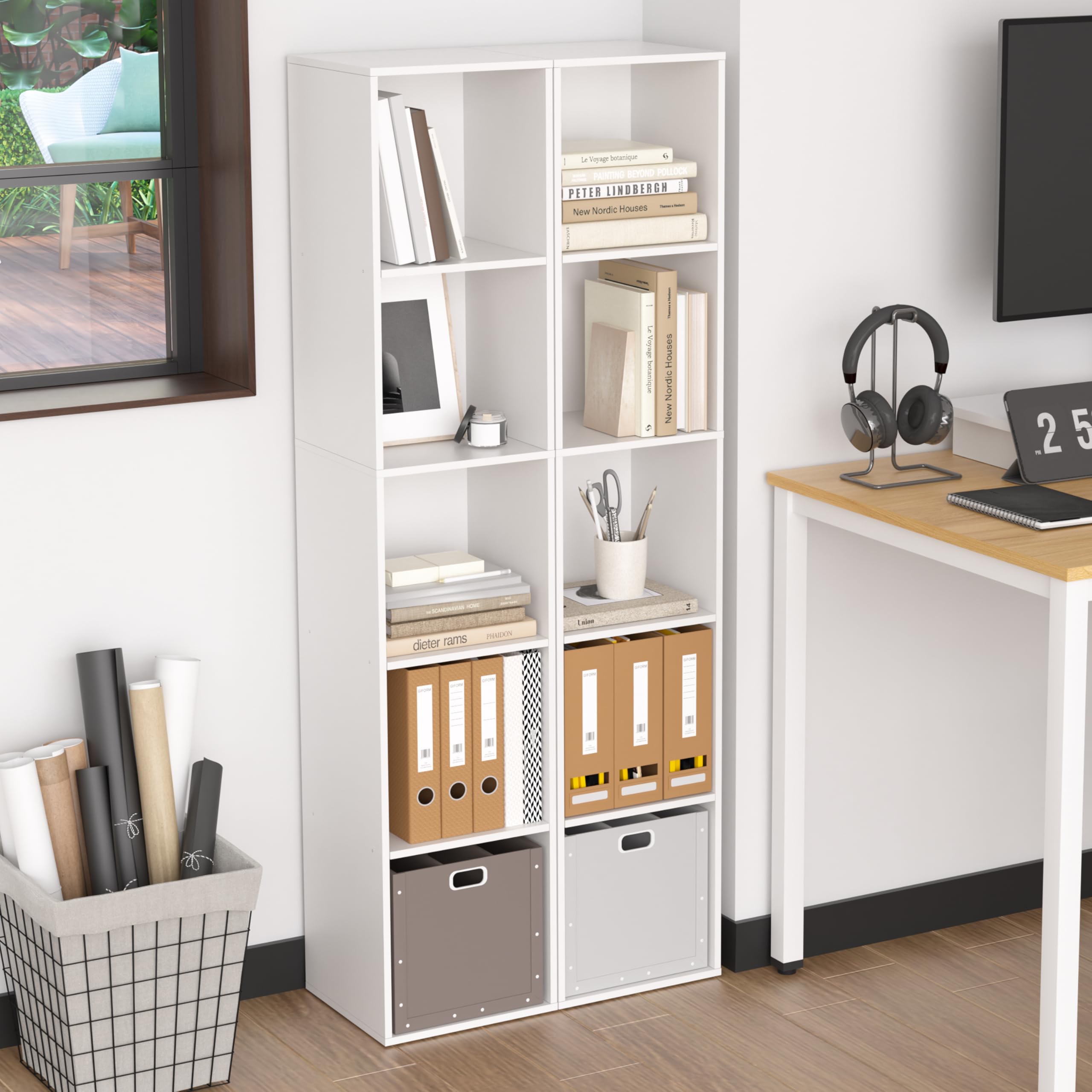 NewBeth Cube Bookshelf living room display boosts organization and style.