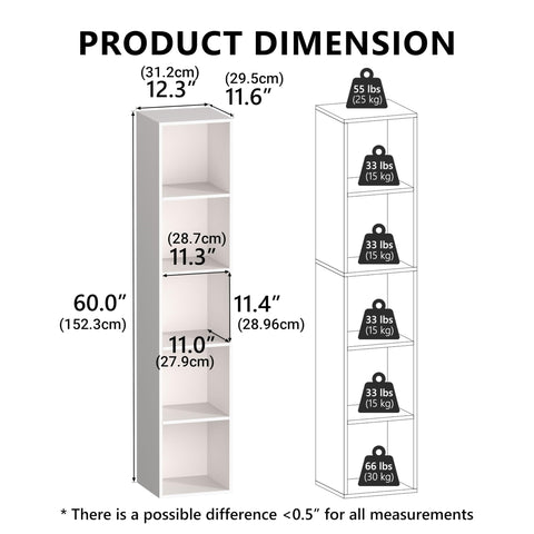 NewBeth Cube Bookshelf white finish complements modern and minimalist decor.