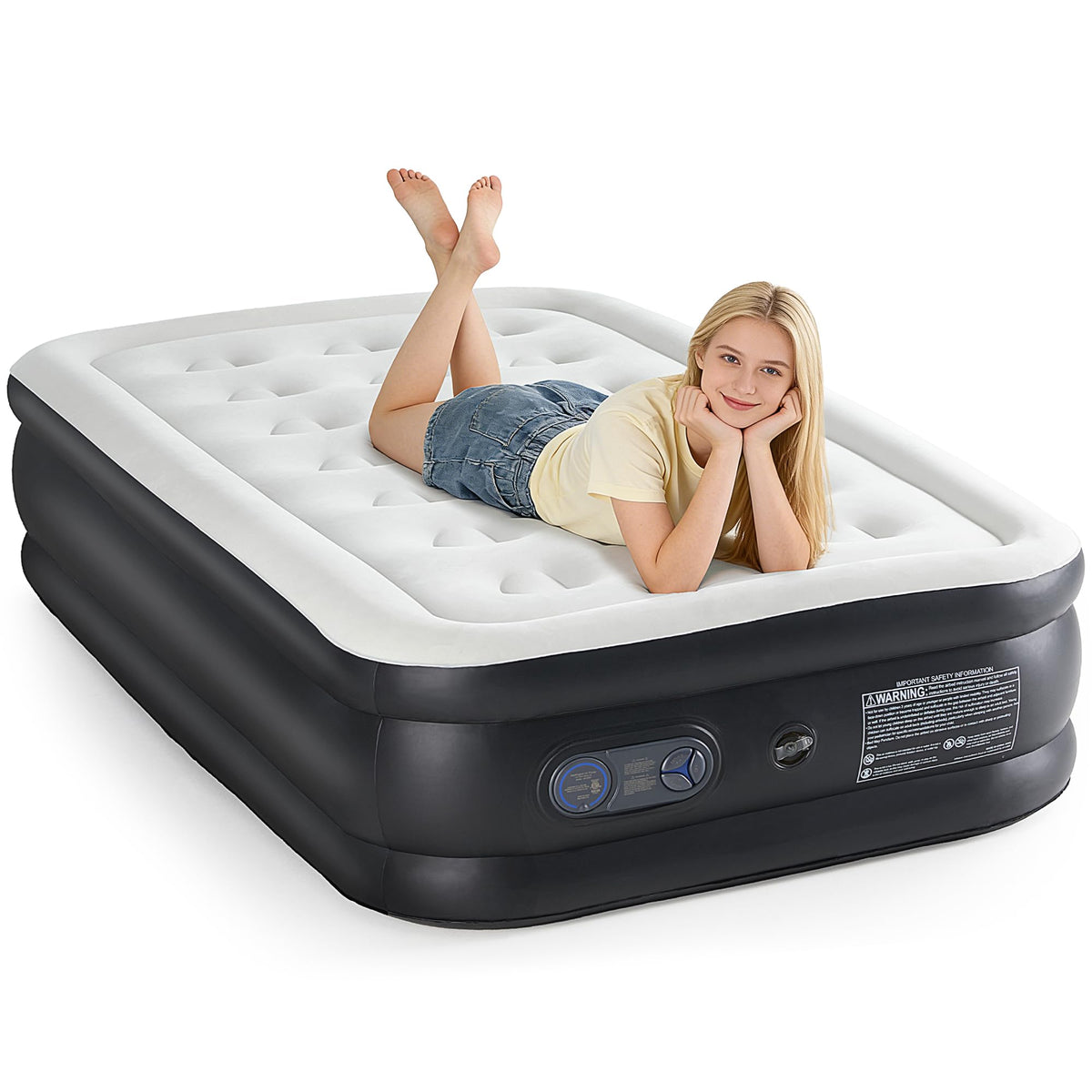 NEWBULIG twin air mattress top surface with soft flocking for comfort and moisture-wicking breathability.