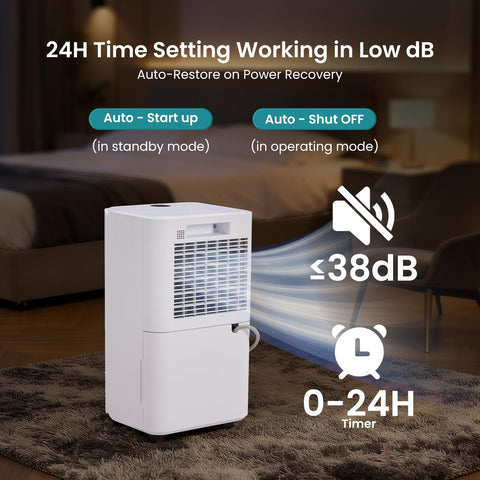 NEWBULIG 30-pint dehumidifier caster wheels for easy room-to-room movement