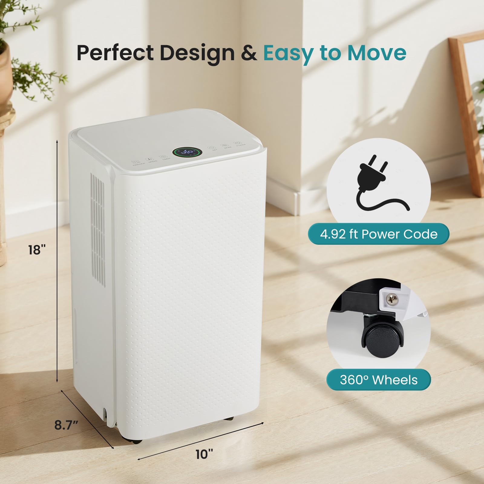 NEWBULIG 30-pint dehumidifier control panel shows moisture at a glance