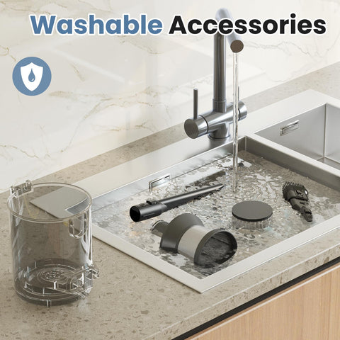 High capacity battery pack supports longer cleans between charges.