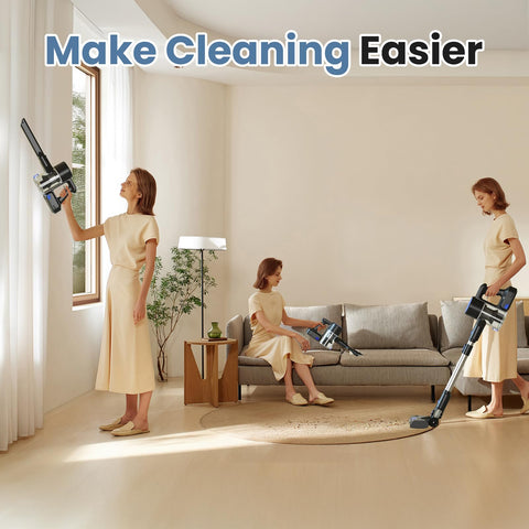 Easy-empty dustbin for quick disposal after messes.