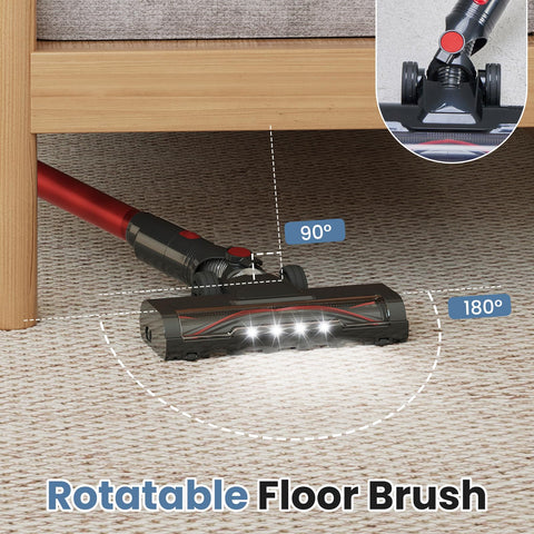 NEWBULIG LED floor head illuminates hidden dust for thorough cleaning.