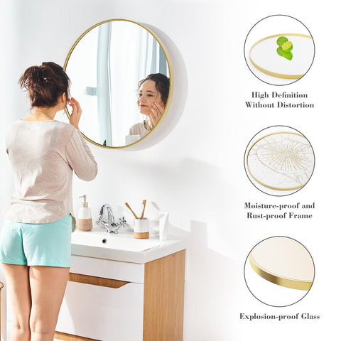NEWBULIG gold round wall mirror 30-inch entryway decor enhances first impressions.