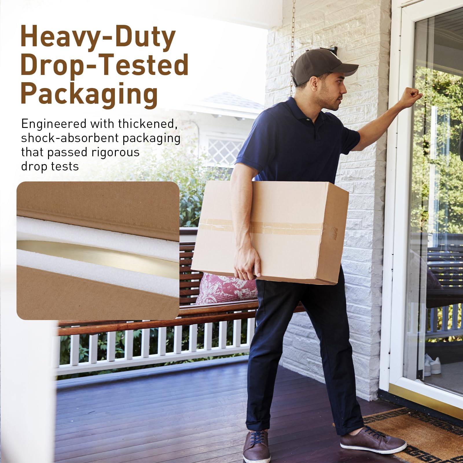 NEWBULIG gold round wall mirror 30-inch packaging protection ensures safe delivery.