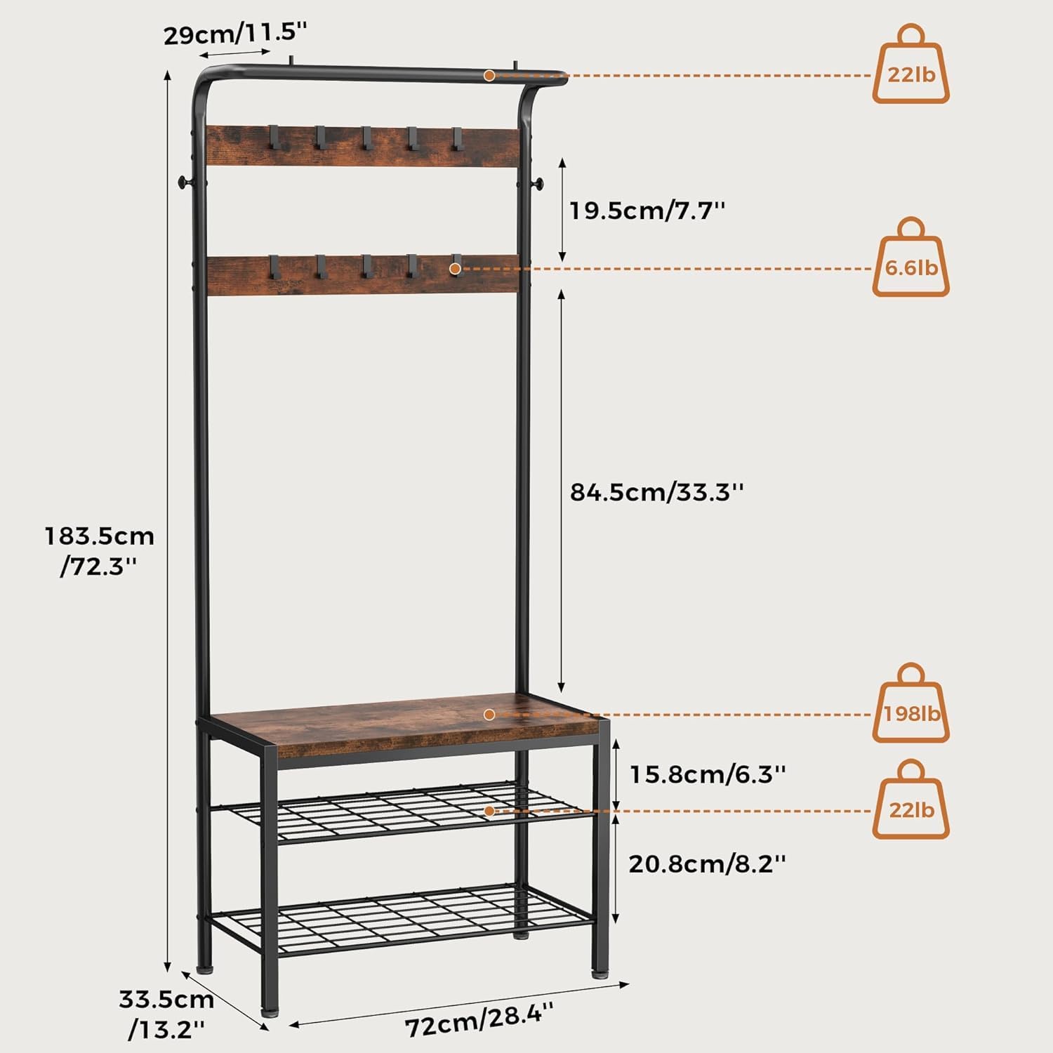 NEWBULIG hall tree with built-in shoe bench and hidden storage