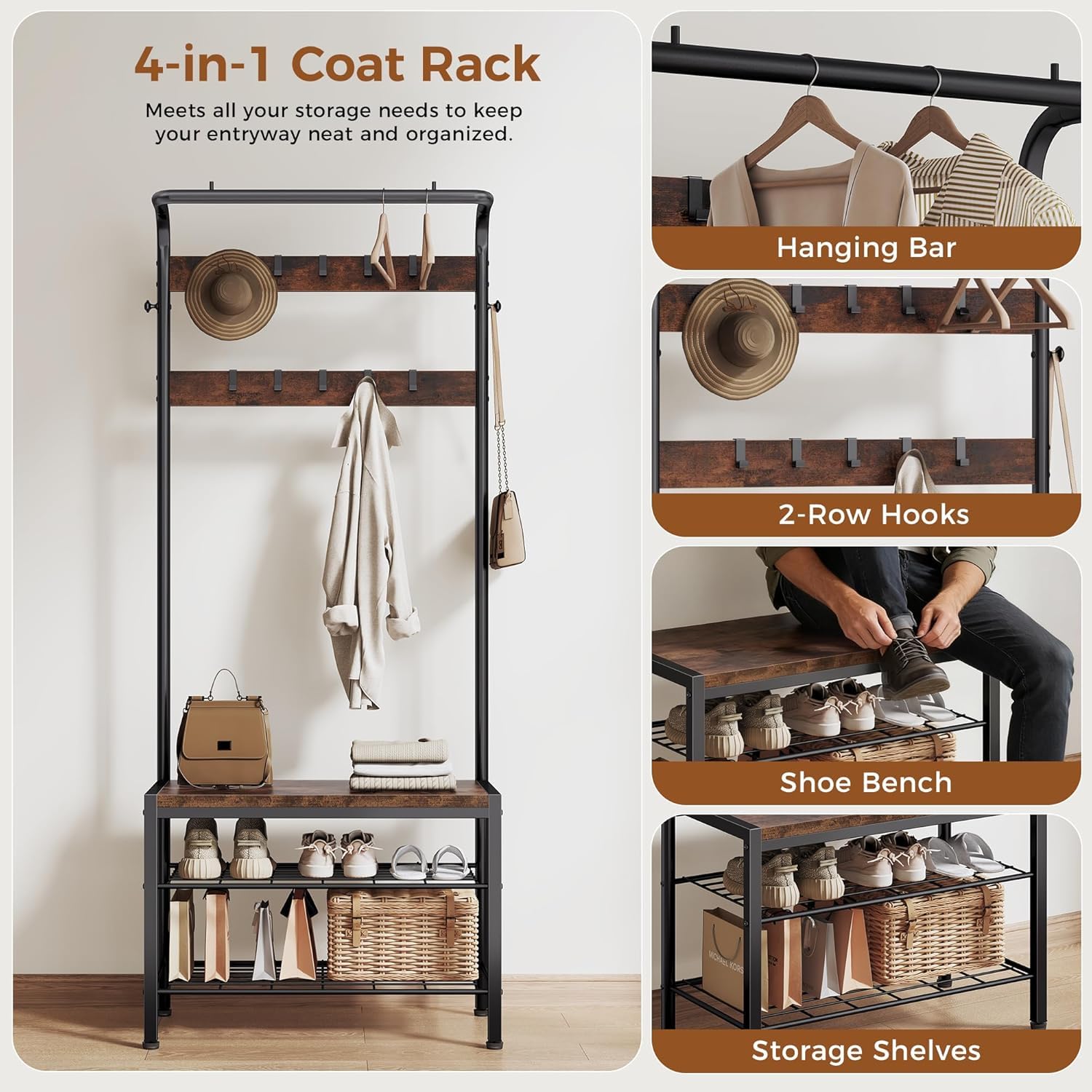 NEWBULIG entryway top shelf for hats and bags