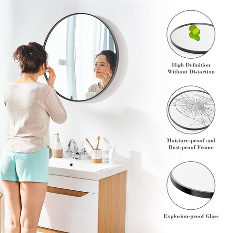 NEWBULIG 30-inch matte gold frame round mirror adds modern elegance